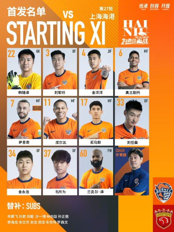 首发名单💪💪
