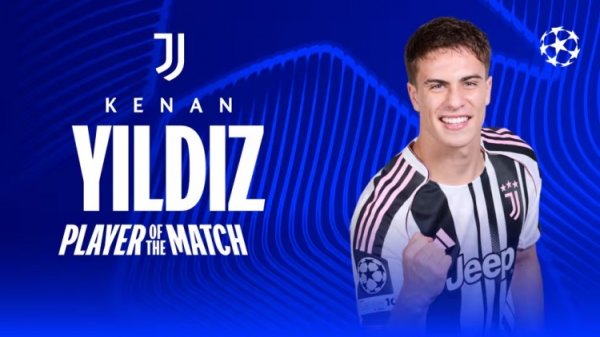 一己之力！官方：伊尔迪兹当选尤文vs博德精明全场最好球员